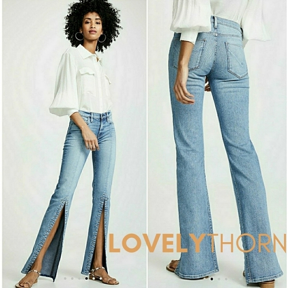 HUDSON // ltd ed nico mid-rise rivet front slit blue stretch denim jeans